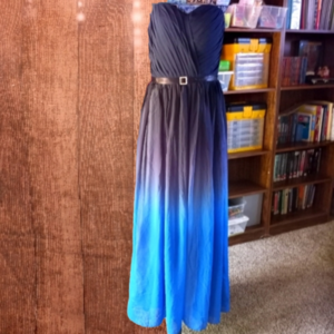 ENGERLA BLUE GRADIENT STRAPLESS MAXI DRESS SIZE 8 PROM DRESS